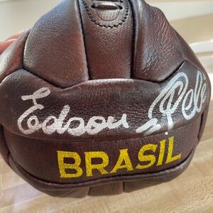 Brown Leather Soccer Ball Signed by Pele (w/authentication)